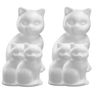 Piepschuim dieren figuren - 6x stuks - kat / poes - wit - 13 cm