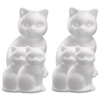 Piepschuim dieren figuren - 6x stuks - kat / poes - wit - 13 cm - thumbnail