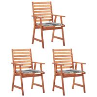 Tuinstoelen 3 st met kussens massief acaciahout