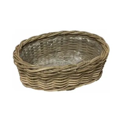 Plantenmand Ovaal Rotan Antiek Grijs 37cm