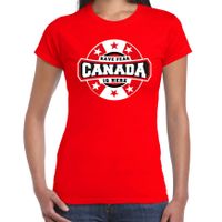 Have fear Canada is here / Canada supporter t-shirt rood voor dames - thumbnail