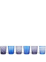 POLSPOTTEN lot de six verres à motif géométrique - Bleu - thumbnail