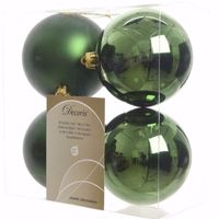 Mystic Christmas kerstboom decoratie kerstballen 10 cm groen 4 stuks   - - thumbnail