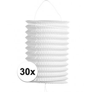 30x stuks witte trek lampionnen van 16 cm   -