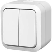 Waterdichte dubbele tweewegschakelaar - QUARX - Aqua Pro - IP55 - 250V - 10AX - Snelkoppeling - Wit