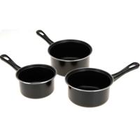Pannenset 3-delig - steelpannen met anti aanbaklaag - zwart - diameter 14/16/18 cm Pannenset 3-delig - steelpannen met anti aanbaklaag - zwart - diameter 14/16/18 cm