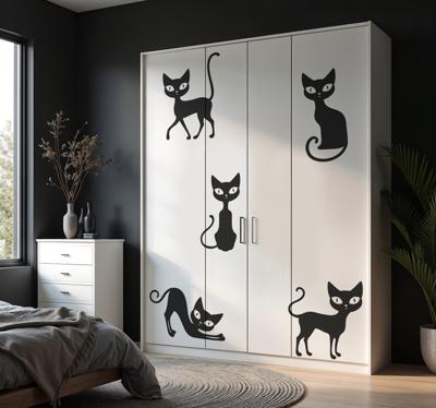 Stijlvolle katten kast stickers