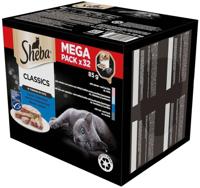 SHEBA Bakje Pate White Fish/Fish/Salmon/Tuna - nat kattenvoer - 32x85 g