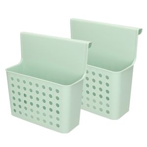 2x stuks badkamer/keuken hang opbergmandjes/organizers mintgroen 26 x 24 cm