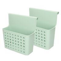 2x stuks badkamer/keuken hang opbergmandjes/organizers mintgroen 26 x 24 cm