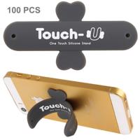 100 pc's Touch-u One Touch universele Silicone Stand houder voor iPhone Galaxy Huawei Xiaomi LG HTC en andere slimme Phones(Grey)