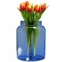 Hakbijl Glass Bloemenvaas Shape - transparant blauw - eco glas - D19 x H25 cm - Melkbus vaas