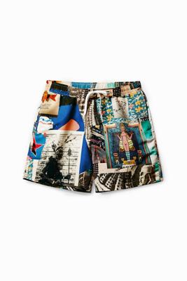 Korte zwembroek met print - MATERIAL FINISHES - L