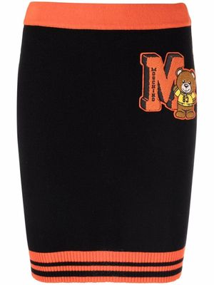 Moschino jupe en maille à patch logo - Noir