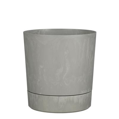 Mica Decorations Bloempot Coco - met onderschaal - betongrijs - H24 x D23 cm - kunststof - buiten