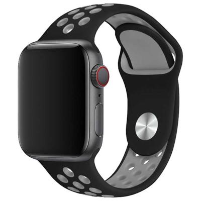 Apple Watch Dubbel Sport Band - Zwart Grijs - 38, 40, 41 & 42mm - SM Apple Watch Dubbel Sport Band - Zwart Grijs - 38, 40, 41 & 42mm - SM