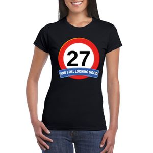 Verkeersbord 27 jaar t-shirt zwart dames