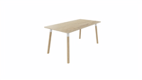 Tafel 8711 recht - 120 x 80 cm. - Wit - Eiken YT49a - Beuken naturel - thumbnail