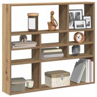 Wandschap 90x16x78 cm bewerkt hout artisanaal eikenkleurig Wandschap 90x16x78 cm bewerkt hout artisanaal eikenkleurig
