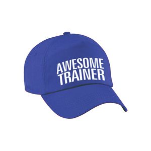 Cadeau pet/cap voor volwassenen - Awesome Trainer - blauw - geweldige trainer