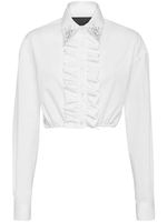 Philipp Plein chemise crop en coton à volants - Blanc - thumbnail