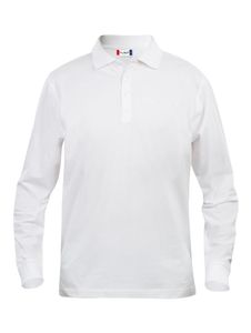 Clique 028233 Basic Polo L/S Junior - Wit - 110/120