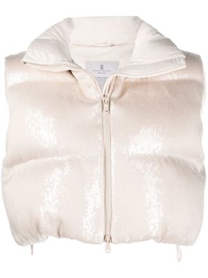 Brunello Cucinelli gilet matelassé à sequins - Blanc