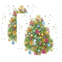 Daisy kerst thema servetten - 40x st - 33 x 33 cm - versierde kerstboom - papier