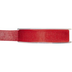 1x Rode organzalint rollen 1,5 cm x 20 meter cadeaulint verpakkingsmateriaal   -
