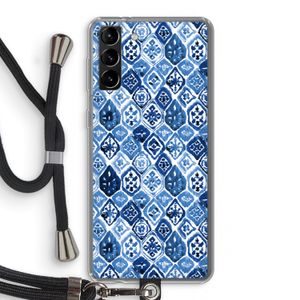 Blauw motief: Samsung Galaxy S21 Plus Transparant Hoesje met koord