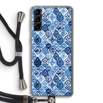 Blauw motief: Samsung Galaxy S21 Plus Transparant Hoesje met koord