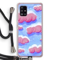 Roze wolken met vogels: Samsung Galaxy A51 5G Transparant Hoesje met koord