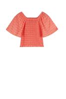 NoBell zomer blouse meisjes - oranje koraal - smock, AOP - Tess