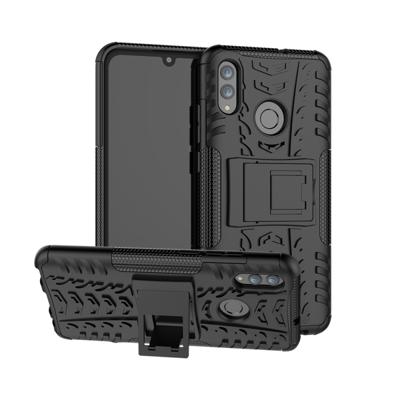 Moe van textuur TPU + PC schokbestendige behuizing voor Huawei Honor 10 Lite / P Smart (2019) met Holder(Black)