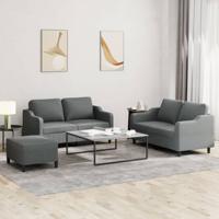 3-delige Loungeset met kussens stof donkergrijs