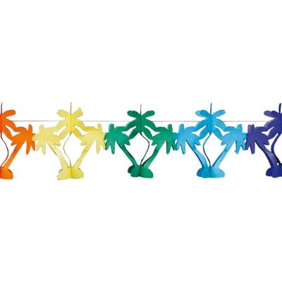 Gekleurde Hawaii palmbomen thema feestslinger - 4 meter - papier - Feestartikelen - versiering