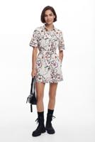 Jurk met getekende bloemen - WHITE - M