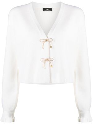 Elisabetta Franchi cardigan strassé à détail de nœud - Tons neutres