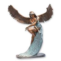 A BRONZE SCULPTURE OF A WINGED FEMALE A BRONZE SCULPTURE OF A WINGED FEMALE