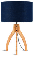 Good&Mojo Tafellamp 'Annapurna' Bamboe en Eco linnen, kleur Denimblauw