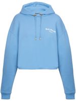 Balmain hoodie crop à logo floqué - Bleu - thumbnail