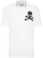 Philipp Plein skull-print cotton polo shirt - Blanc - thumbnail