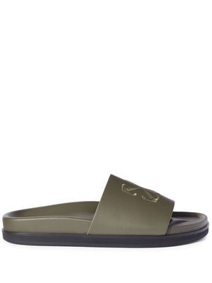 Off-White claquettes en cuir à motif Arrow - Vert