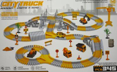 Jonotoys Citytruck autobaan met veel baanstukken en accessoires en 3 auto&apos;s
