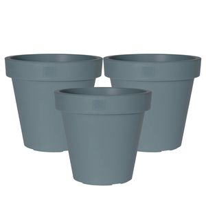 Pro Garden Plantenpot/bloempot - 3x - Tuin buiten - kunststof - blauw - D20 cm - Plantenpotten