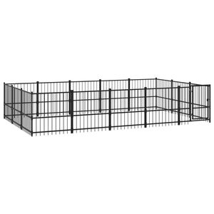 The Living Store Hondenhok Hondenkennel - 485x291x100 cm - Stalen stangen - Gepoedercoat staal - Zwart