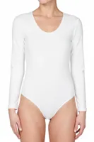 J&C body lange mouw katoen - bodystocking dames - diepe ronde hals - Witte body - zwarte body - S - S - S - S - S - S