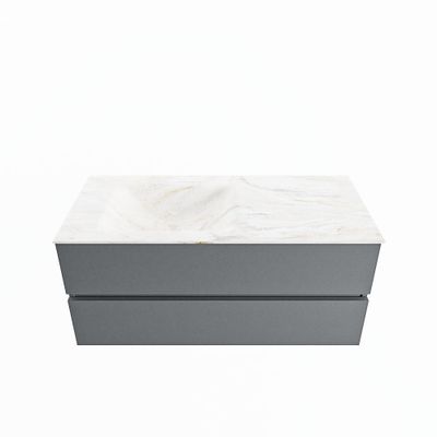 MONDIAZ VICA-DLUX 110cm badmeubel onderkast Plata 2 lades. Inbouw wastafel CLOUD links 1 kraangat, kleur Ostra.