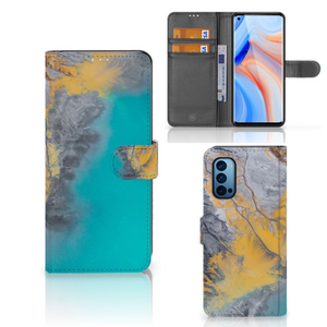 OPPO Reno 4 Pro 5G Bookcase Marble Blue Gold