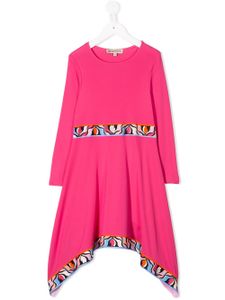 PUCCI Junior robe asymétrique à ourlets contrastants - Rose